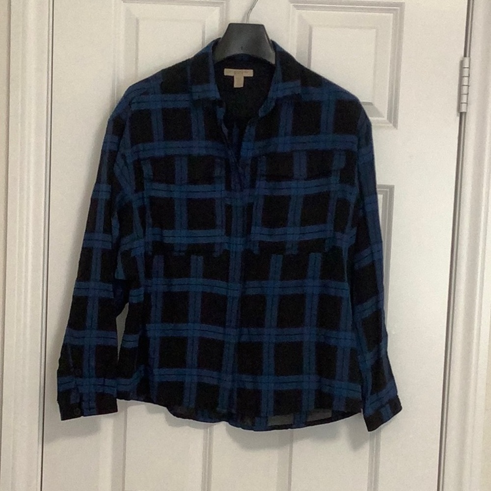 Burberry Blue and Black Button Down Shirt